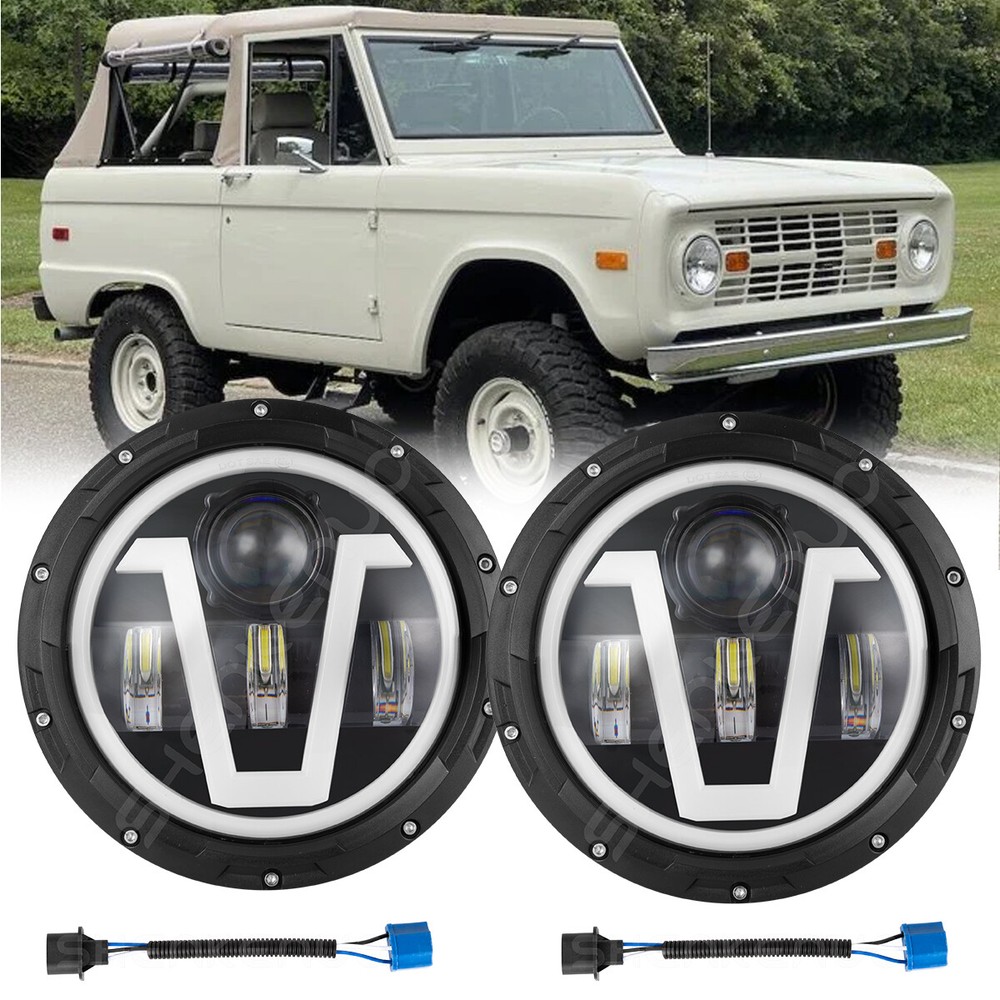 7-Inch Round LED Halo Headlights for 1966-1973 Ford Bronco