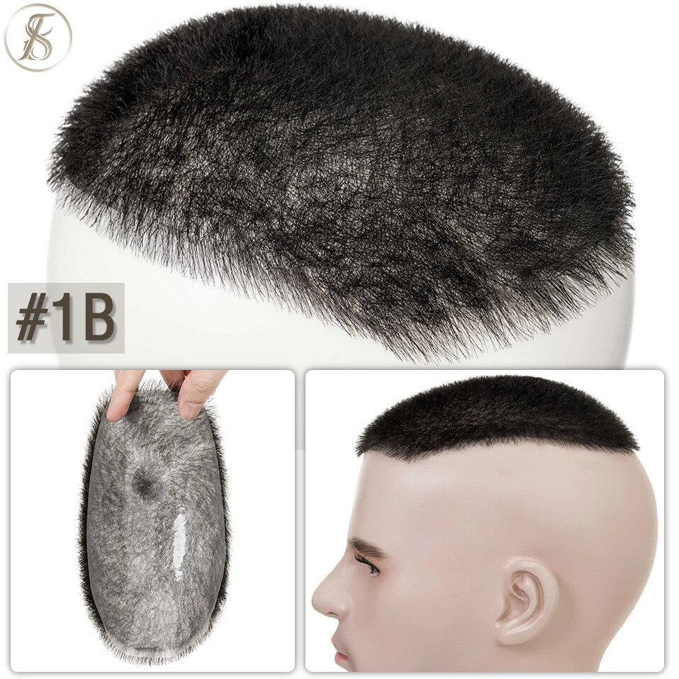 Invisible Short Men Toupee PU Hairpiece Human Hair Replacement System
