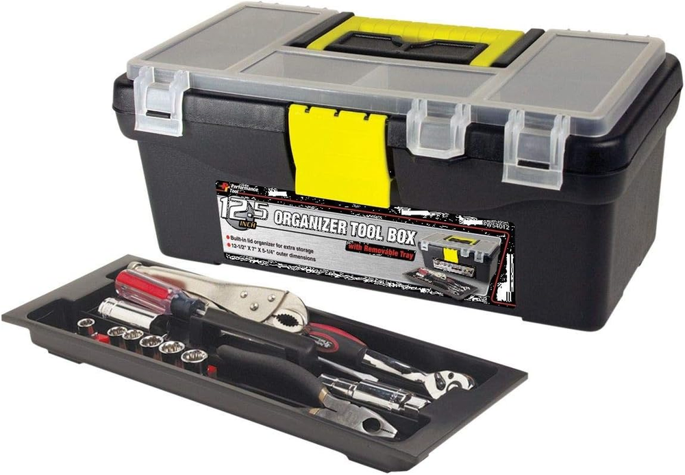 Performance Tool W54012 Heavy Duty Plastic Organizer Tool Box for Workshops and