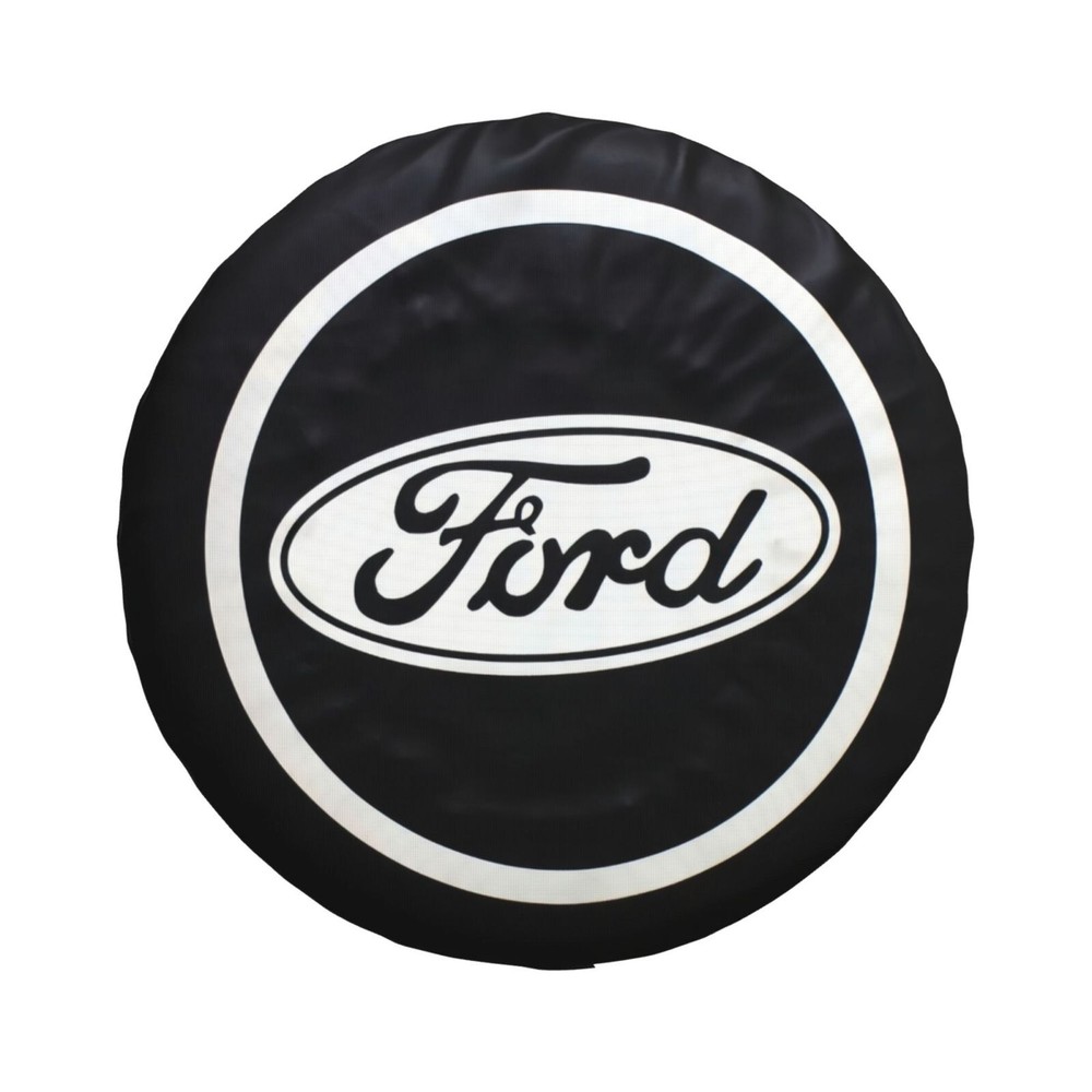 15 inch Spare Tire Cover For FORD Vintage Black Logo Vinyl Wheel Tire Cover