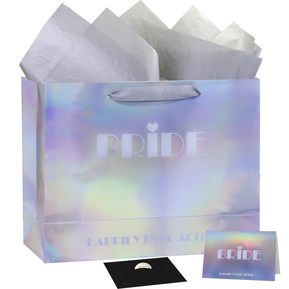 Bridal Shower Gift Bag with Tissue Paper for Wedding Bride Engagement