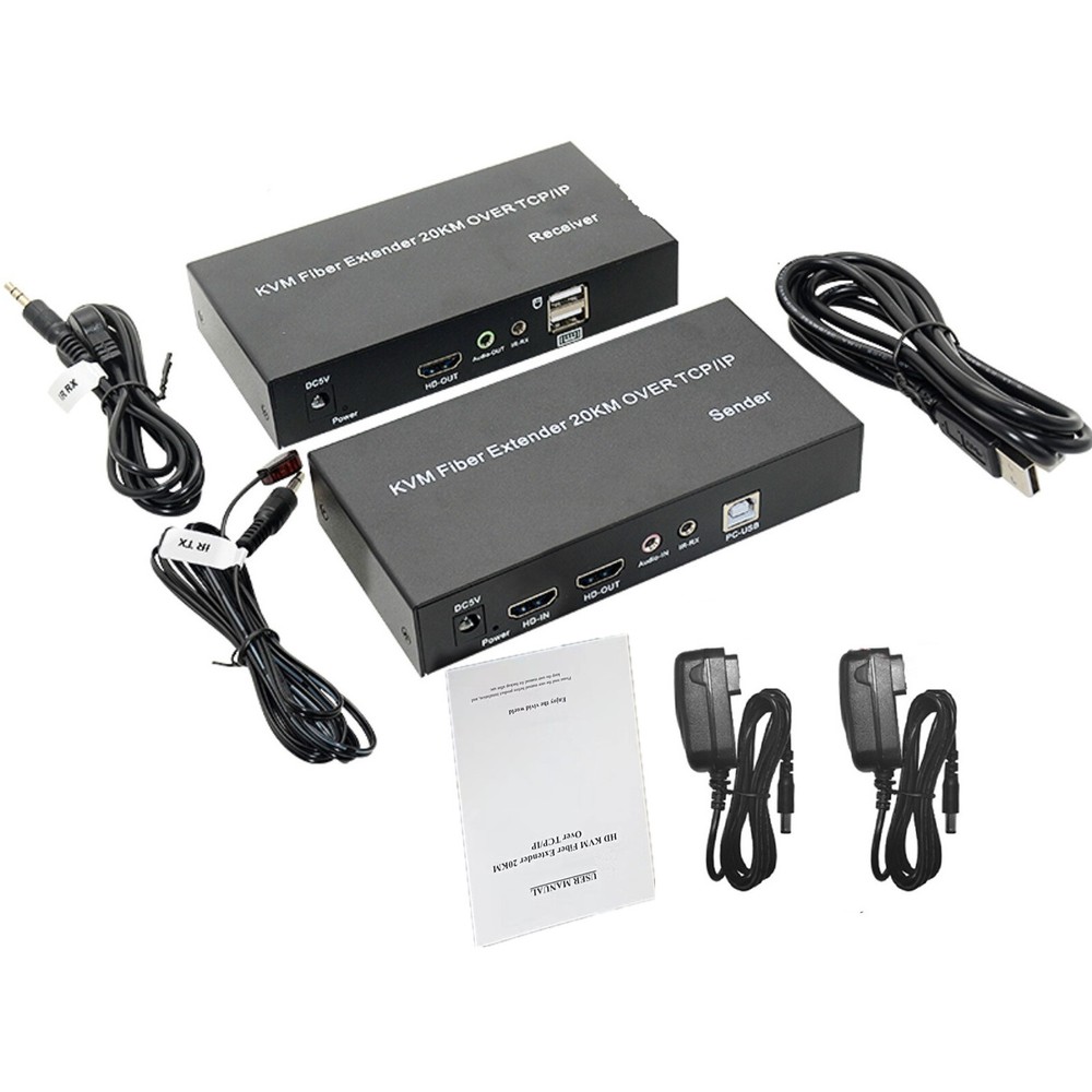 HDMI KVM Fiber Extender over SC Optical Cable up to 20Km Distance