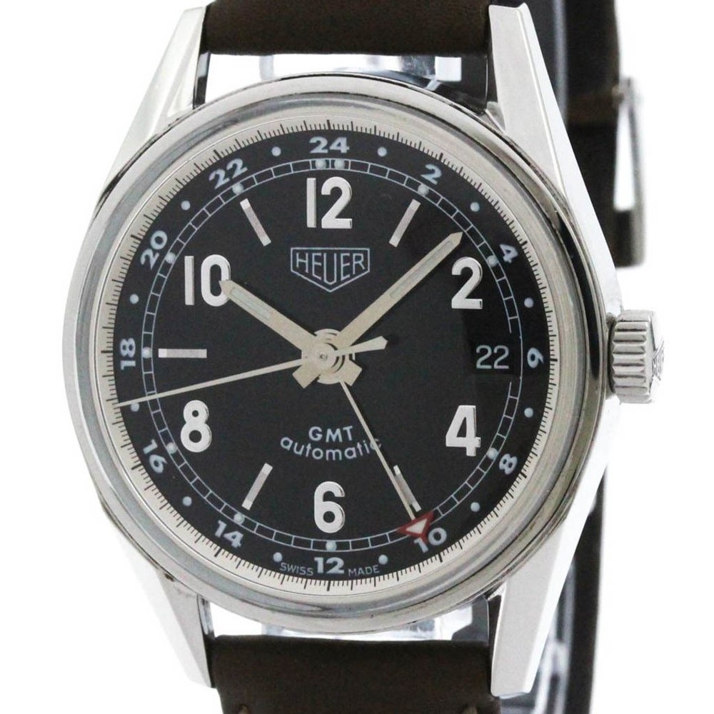 TAG Heuer Carrera GMT Automatic Men's Watch WS2113 Stainless Steel Leather Pre-Owned  