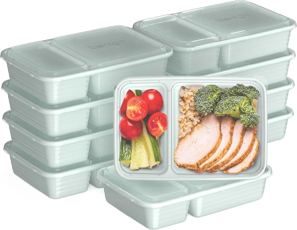 H&E 20-Piece BPA-Free Reusable 2-Compartment Food Containers Lightweight Durable