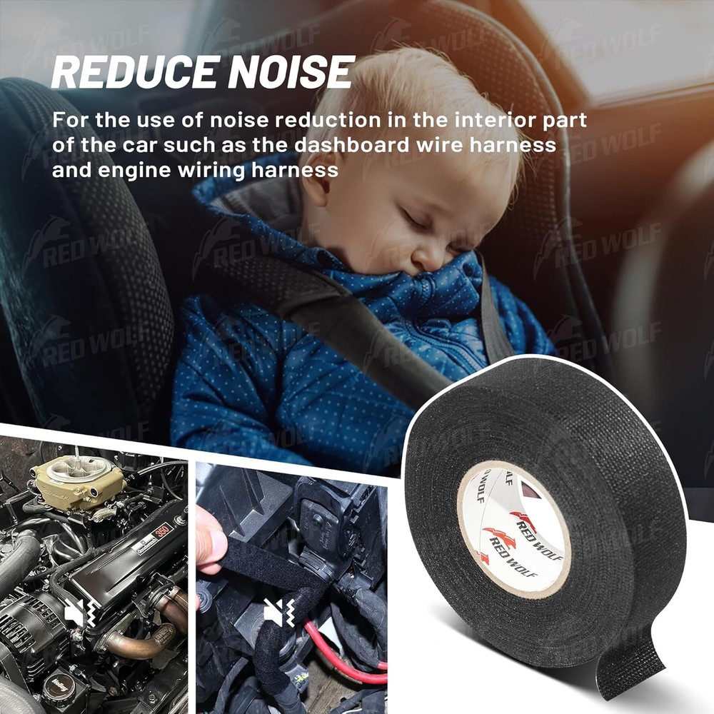 1 Inch x 50 FT Electric Wiring Harness Cloth Tape 3 Rolls for Wire Loom