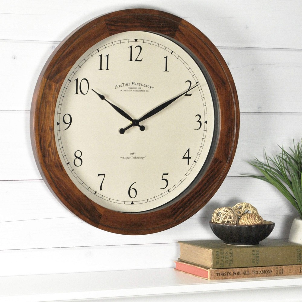 FirsTime & Co.® Walnut Garrison Wall Clock, American Crafted, Walnut Wood, 16...
