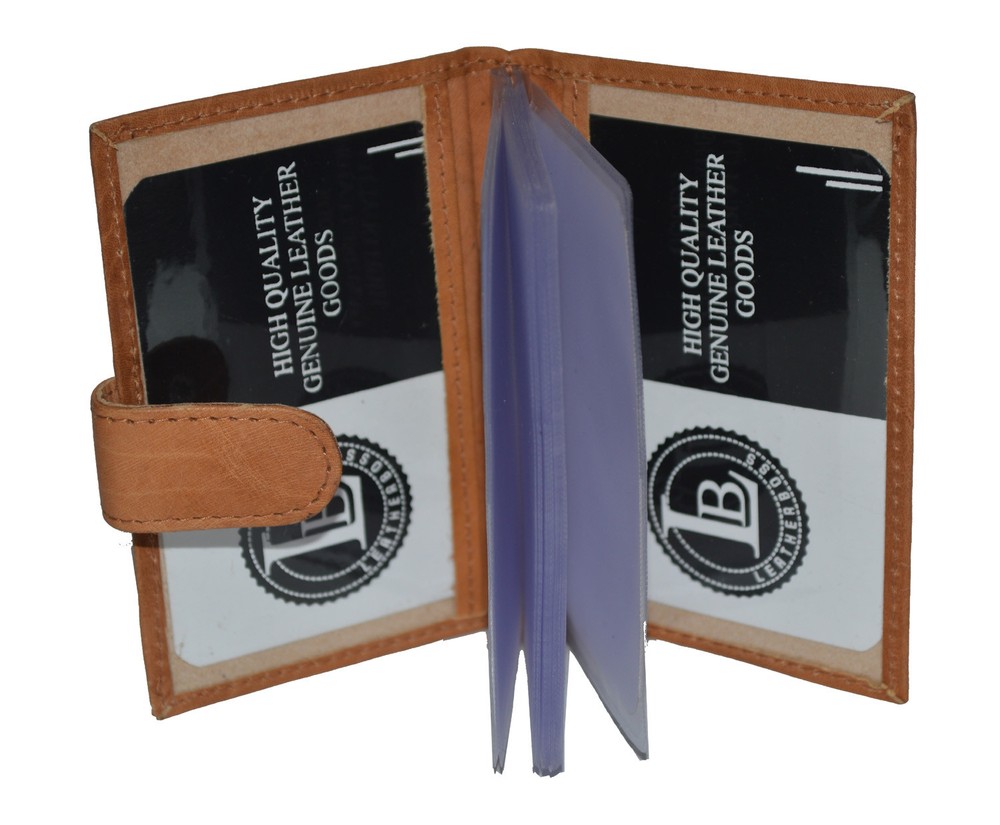 CREDIT CARD PICTURE HOLDER 18 PAGES WITH SNAP NEW TAN GIFT IDEA FREE SHIPPING-image