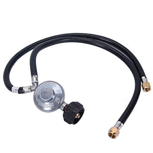 GasSaf 2 Feet Y-Splitter Low Pressure Propane Regulator Double Hose Outlet Ki...