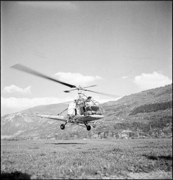 Crop duster spraying insecticide combat cockchafer Valais 1957- 1953 Old Photo