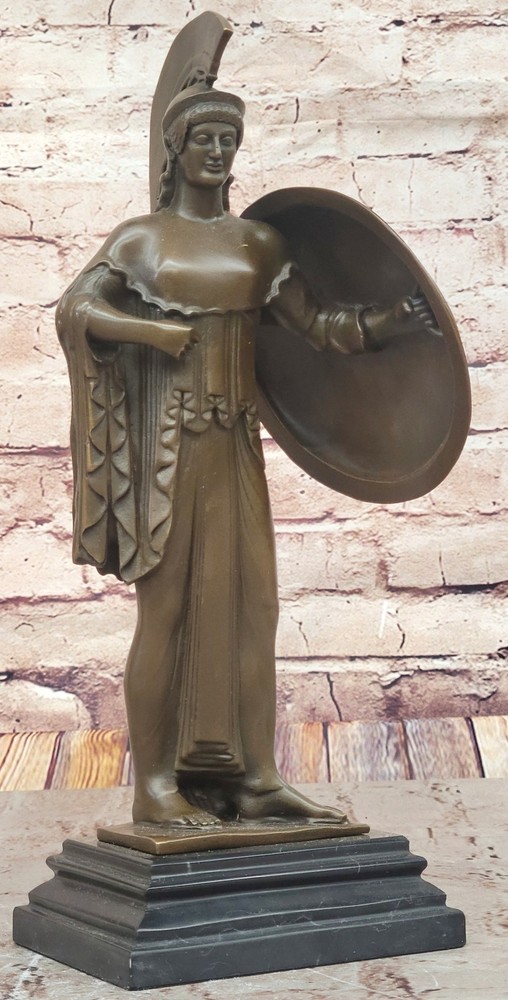 Athena Greek Goddess Bronze Statue Handmade Mythology Figurine Shield Gift
