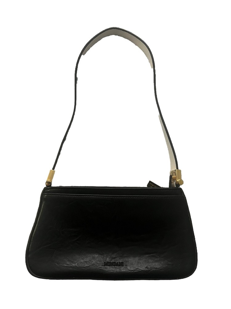Vintage Mondani New York Handbag Simulated Leather Shoulder Bag Black Colorblock
