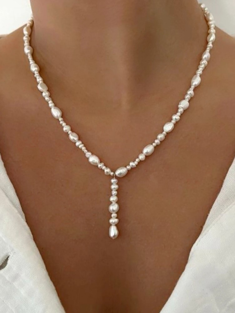 Elegant women's pearl Y-collar imitation opposite-sex necklace  
