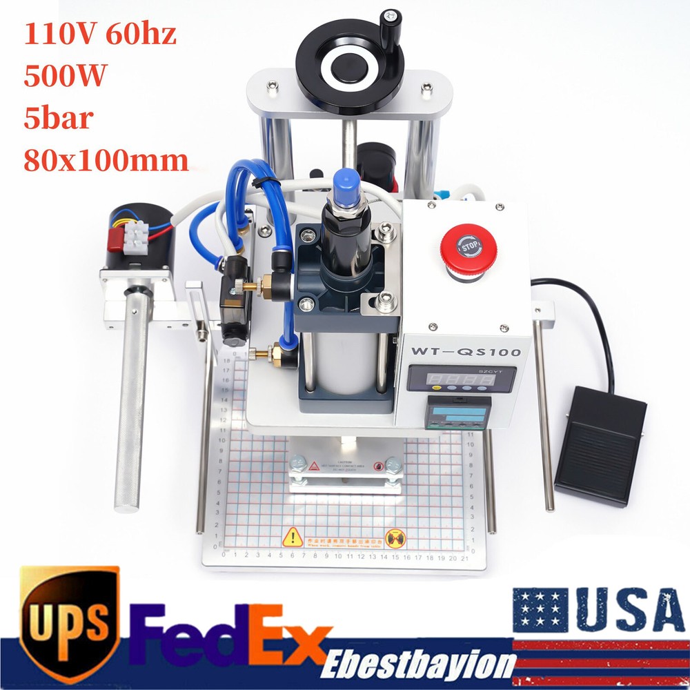 Air Operated Hot Foil Stamping Machine Logo Leather PVC Card Press 80x100mm