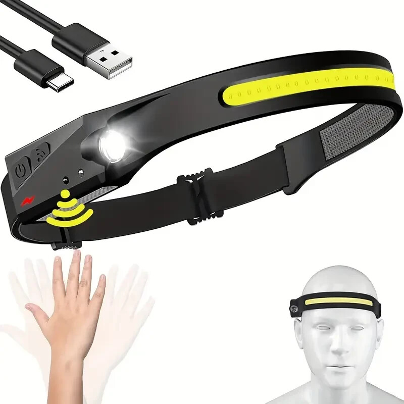 230° Rechargeable LED Headlamp with Gesture Control