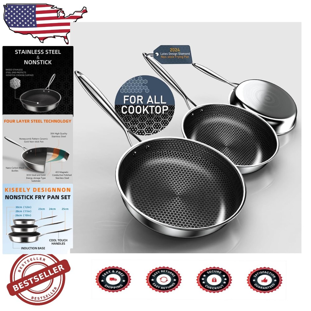 Healthy Honeycomb Nonstick Frying Skillet Set - 10