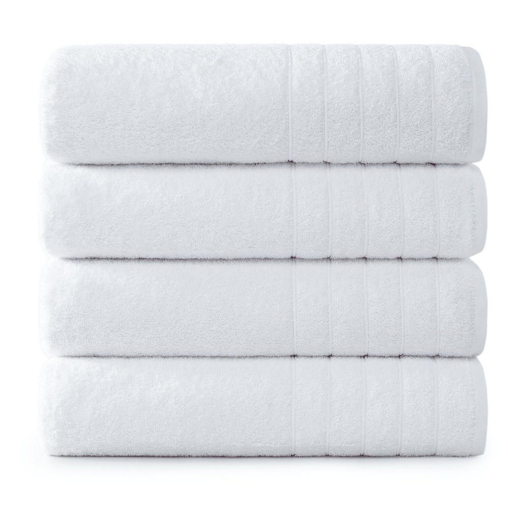 Luxury 100% Cotton Quick Dry Bath Towels 4 Pack White 36x72 Inches