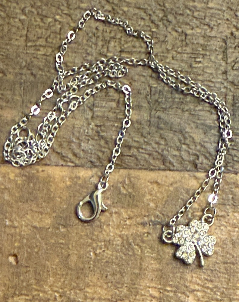 4 Leaf Clover Silver Plated CZ Diamond Necklace