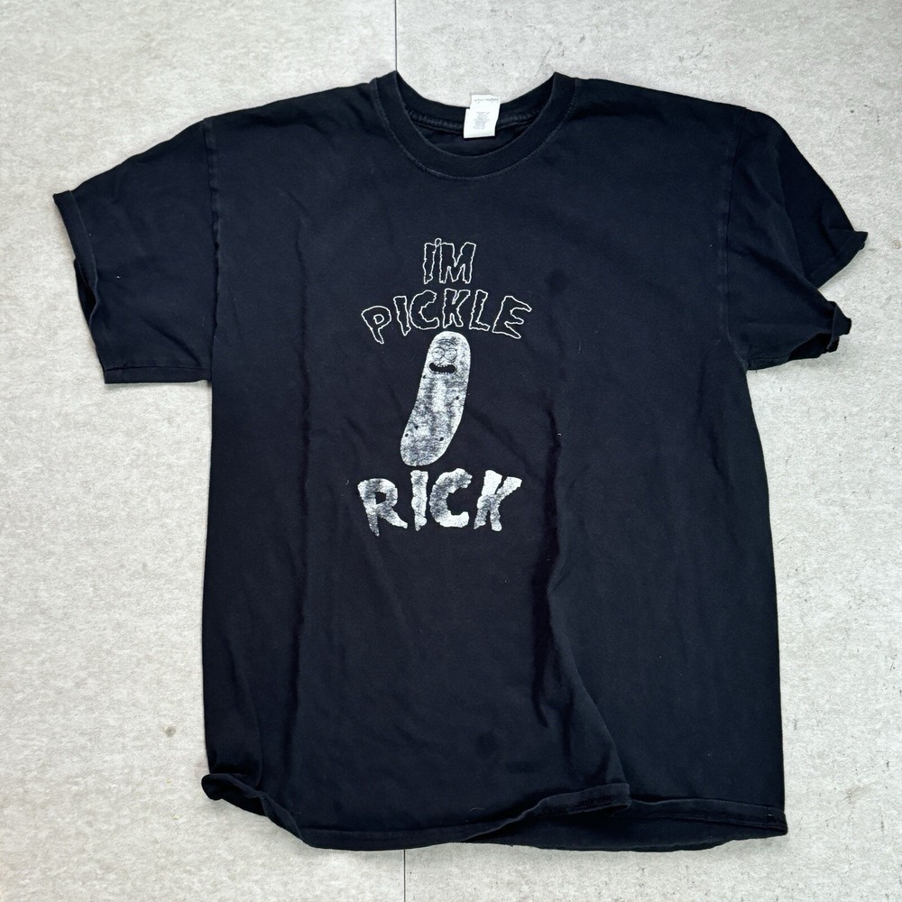 I’m Pickle Rick Rick And Morty T Shirt Black Mens Large  White Graphics Gildan