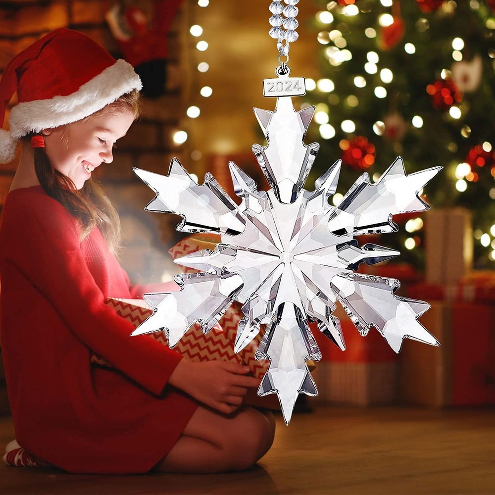 2024 Snowflake Crystal Christmas Ornament – Large Sparkling Holiday Decoration