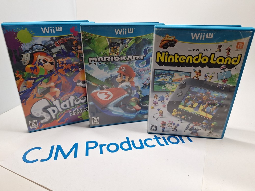 3 Wii U Games- Untested- No Manuals - Japanese - Mario Kart 8, Splatoon & Ninten