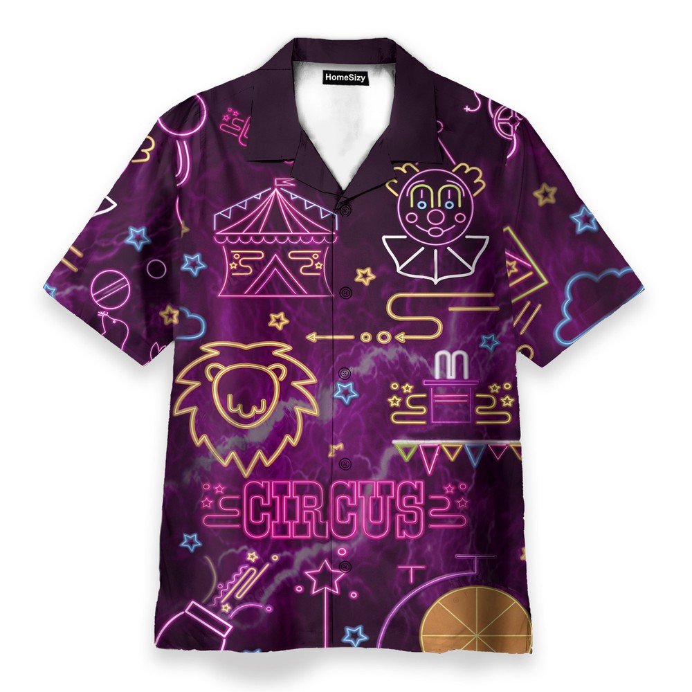 Neon Circus Funny Buttons Up Shirts   Hawaiian Shirt