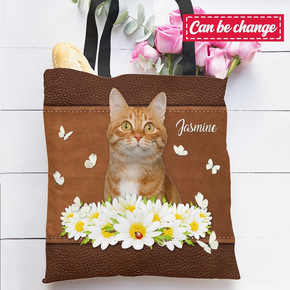 Custom Red Cat Tote Bag - Personalized Women's Shoulder Bag-image
