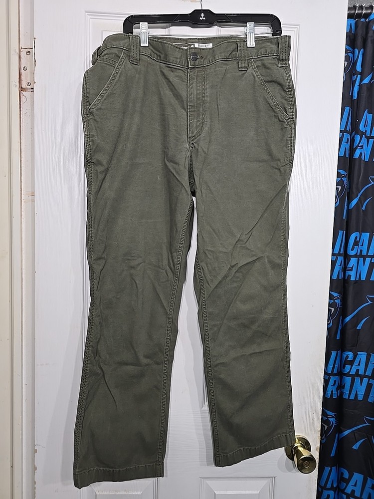 Carhartt Relaxed Fit Canvas Pants Green 102291 Mos Mens Size 36x30