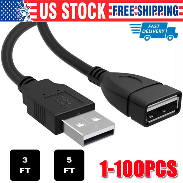 High-Speed USB 2.0 Extension Cable Male to Female Extender Cord Lot