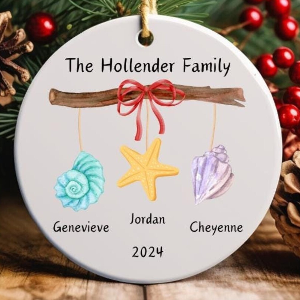 Персонализированное семейное рождественское украшение на пляжную тематику праздничный декор имя на заказ