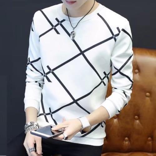 Round neck men's long sleeve sweater Men casual T-shirt