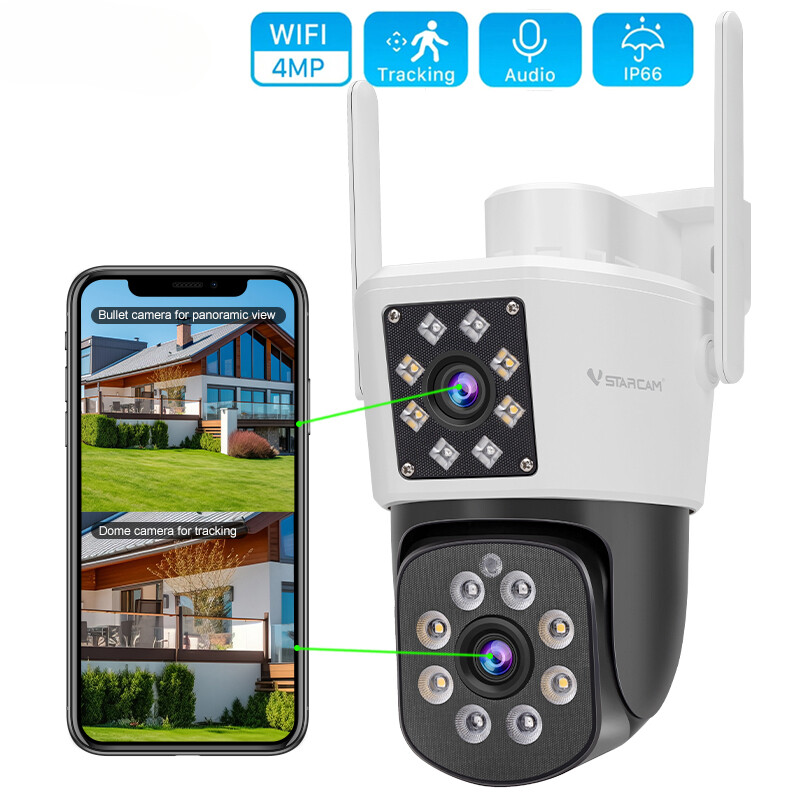 4MP PTZ Wifi Camera with Dual Screen Security Camera 1080P Video Surveillance