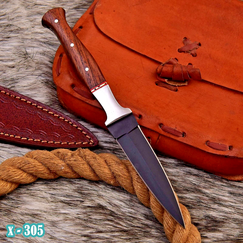 handmade carbon steel double edged dagger boot knife throwing combat survival