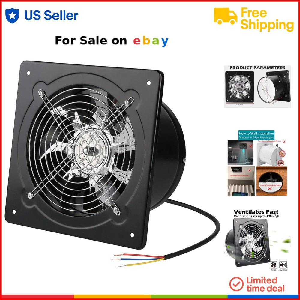6 Inch 40W Metal Exhaust Fan for Bathroom Kitchen Wall Ceiling Ventilation