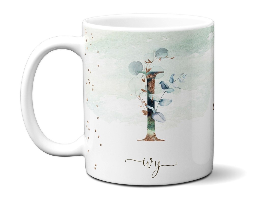 Monogram Floral Initial Personalized Name Cup Just Because Gift for Women