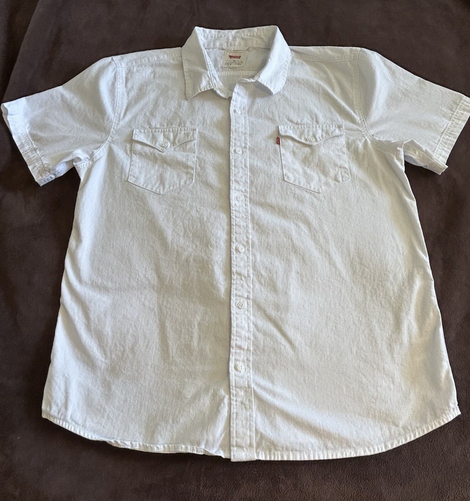 Levi’s Mens Button Up Shirt White SZ 2XL Cowboy Ranch Rodeo