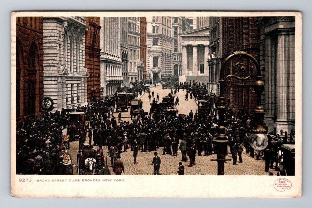 New York City NY, Broad Street Curb Brokers, Souvenir Vintage Postcard