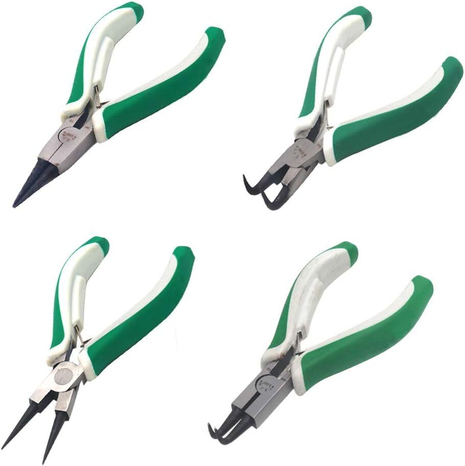 4 Pcs Mini Snap Ring Pliers Set Heavy Duty External/Internal Circlip Pliers with