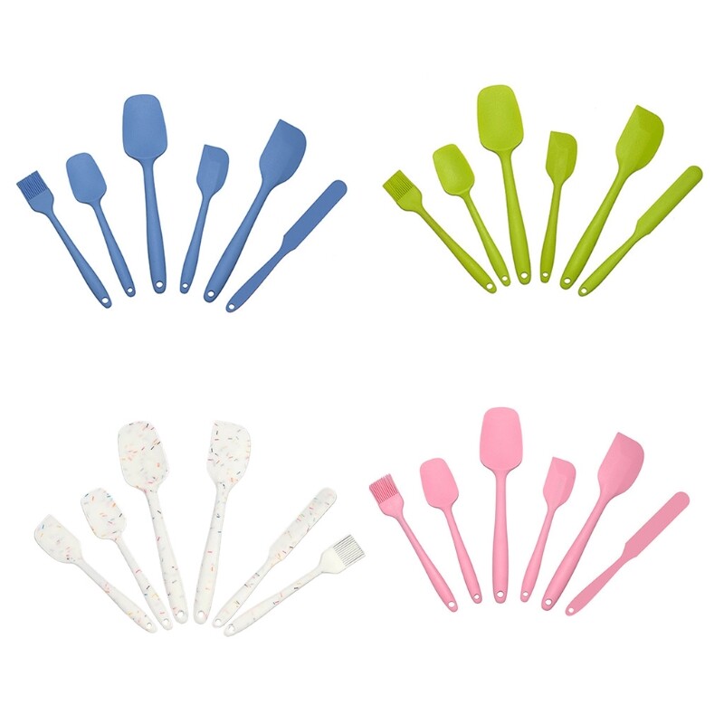 6 Piece Silicone Spatula Set Kitchen Utensils Heat Resistant Non Cookware