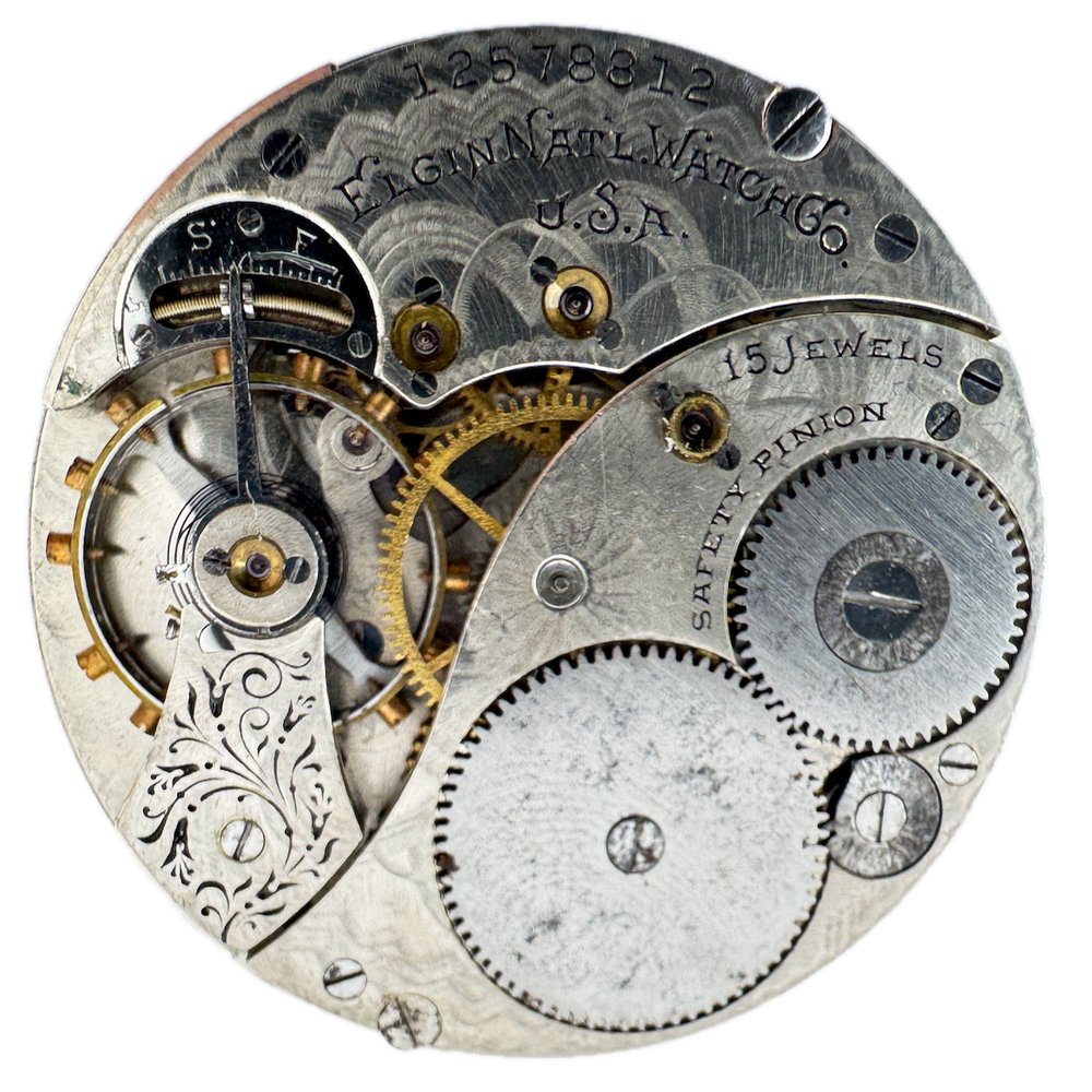 Antique 1907 Elgin 15 Jewel 12s Hunter Pocket Watch Movement 314 USA