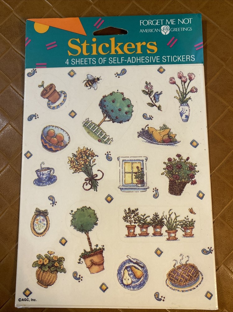 Vintage Forget Me Not American Greetings Stickers (3 Sheets) Flowers, Food, Misc