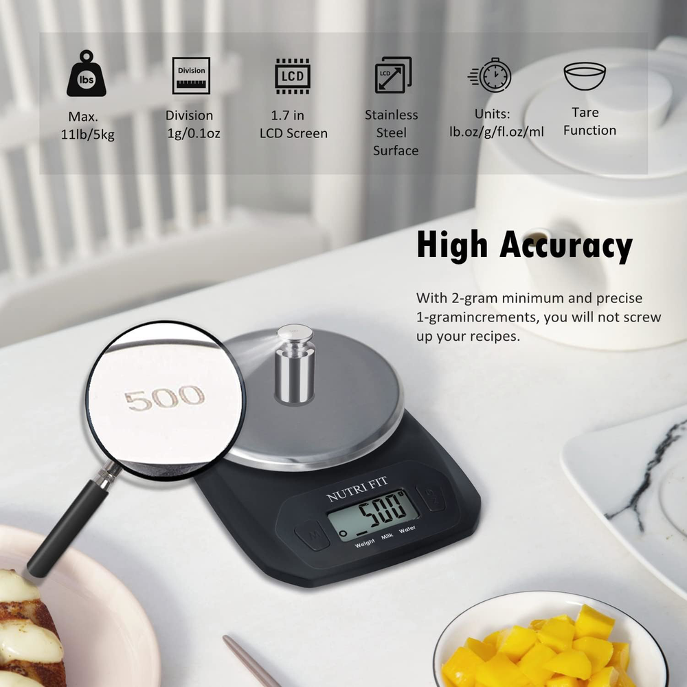 NUTRI FIT Digital Food Scale Small Kitchen Scales Weight in Grams and OZ for &