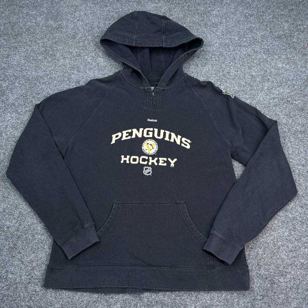 Reebok Pittsburgh Penguins Hoodie Womens Size Large Black Winter Classic NHL