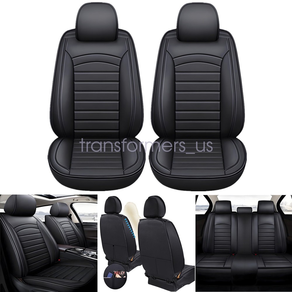Full Surround Set For Nissan Car 5-Seat Cover Faux Leather Cushion Covers Black