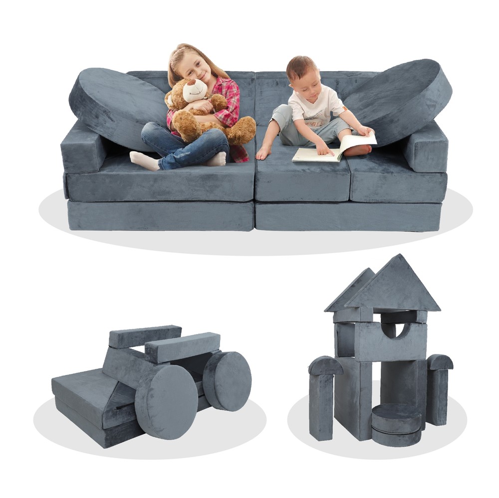 14pcs Kids Modular Play Couch for Creative Boys Sectional Sofa