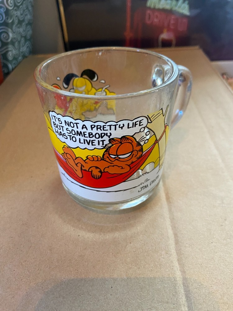Vintage McDonalds Garfield & Odie 1978 Drinking Glass Mug Cup Jim Davis Hammock