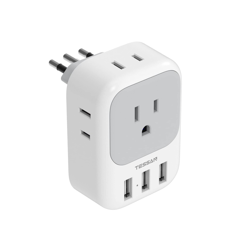 Italy Travel Plug Adapter, US to Italian Power Adapter with 4 Outlets and 3 U...