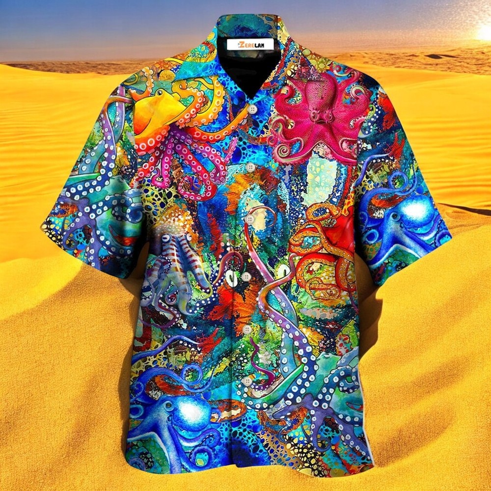 Colorful Octopus Lover Hawaiian Shirt in Artistic Style