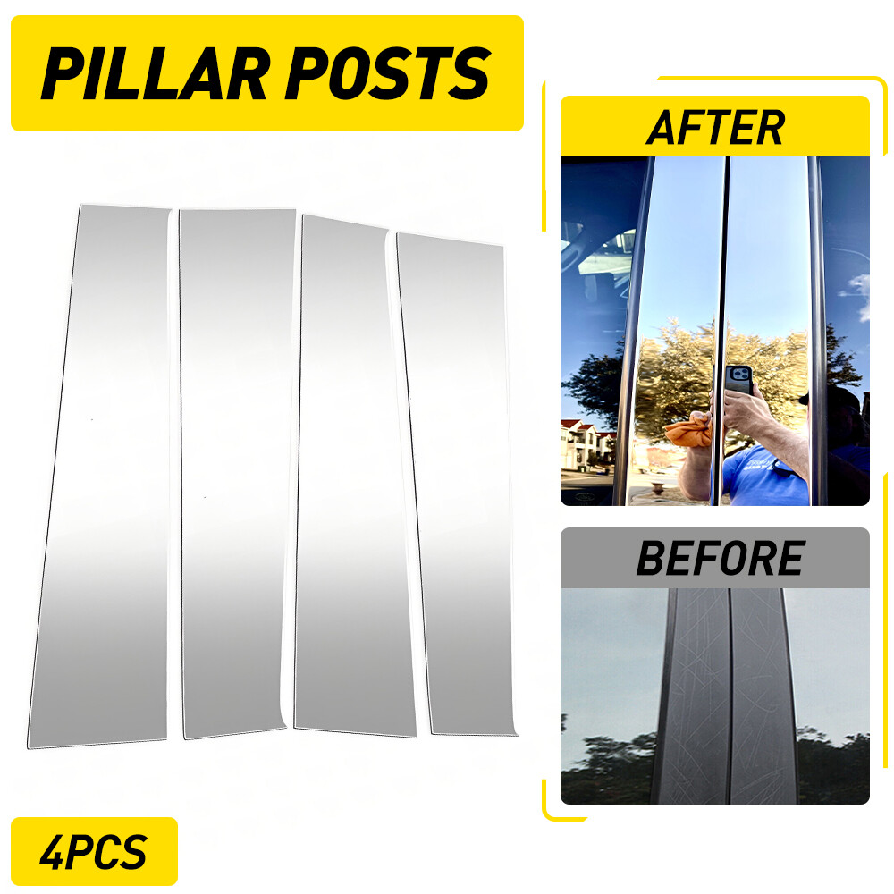 4PC Pillar Post Trim For Covers 2009-18 Dodge Ram Crew/Quad Cab 1500 2500 Chrome
