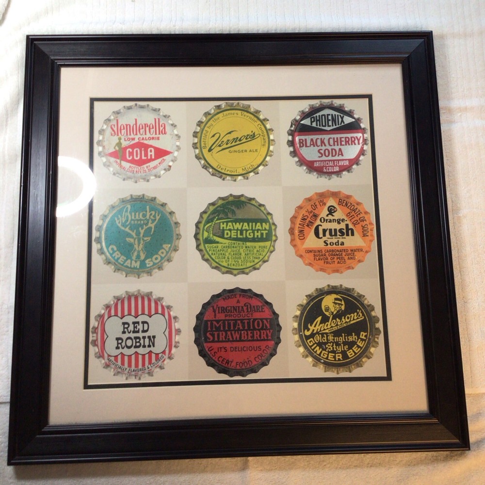 Pop Bottle Tops II Giclee Framed And Matted Print