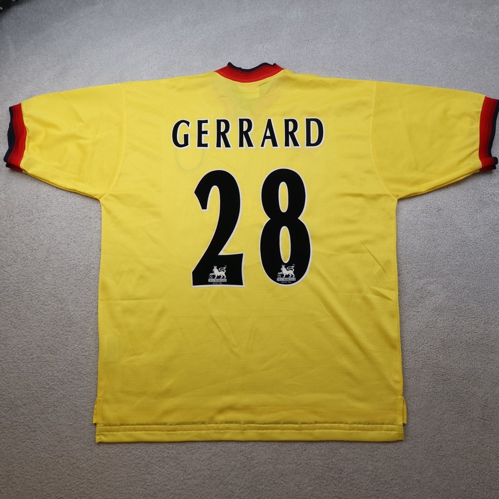 Vintage Liverpool Shirt Large Yellow Away Kit 1997 1999 Reebok Jersey Gerrard 28